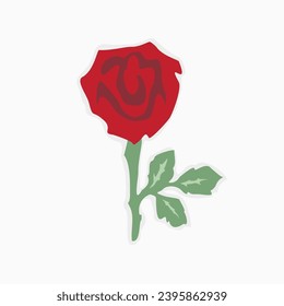 a red rose freehand drawing vector