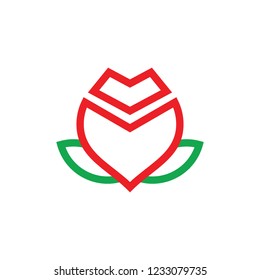 red rose geometric line logo vector