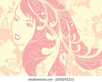 red rose girl vector .beautifull card    