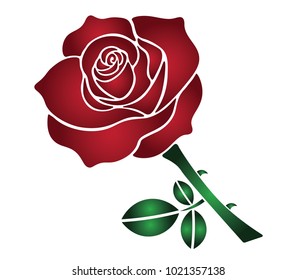 Red Rose With Green Leaves 