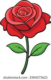 A red rose with green leaves and a red rose