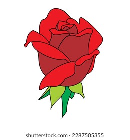 una rosa roja con tallo verde