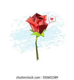 Red Rose with heart bubble - vector illustration