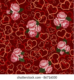 red rose and heart seamless