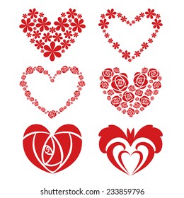 red rose in heart shape.