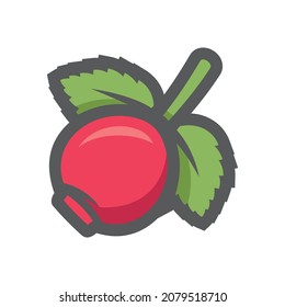 Red rose hip Vector icon Cartoon illustration.