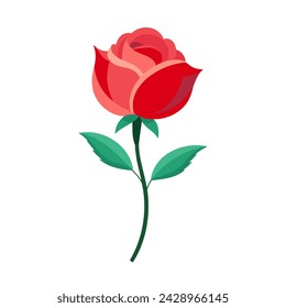 Red rose icon. Flat illustration of red rose vector icon for web