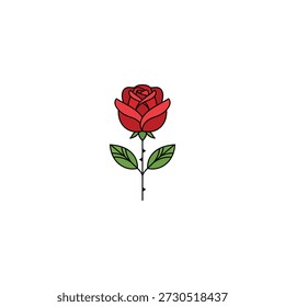 Rote Rose Symbol flaches Vektordesign.