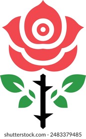 Icono de rosa roja Ilustración vectorial. Icono de flor de rosa aislado sobre un fondo blanco.