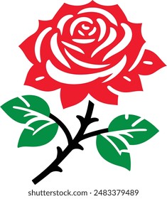 Red rose icon vector illustration. Rose flower icon isolated on a white background.