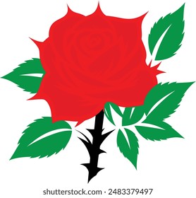 Red rose icon vector illustration. Rose flower icon isolated on a white background.