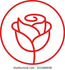 Red rose inside a circle