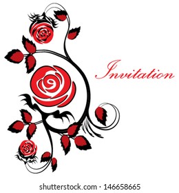 Red Rose invitation.Vector rose element, flower illustration background. 