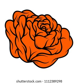 Red rose isolated on white background. Vector illustration.