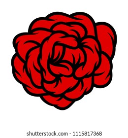 Red rose isolated on white background. Vector illustration.