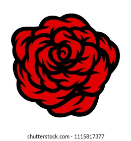 Red rose isolated on white background. Vector illustration.