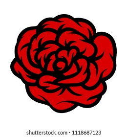 Red rose isolated on white background. Vector illustration.