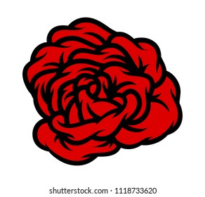 Red rose isolated on white background. Vector illustration.