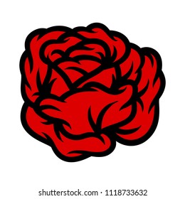 Red rose isolated on white background. Vector illustration.