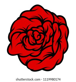 Red rose isolated on white background. Vector illustration.