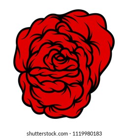 Red rose isolated on white background. Vector illustration.