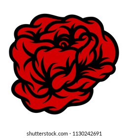Red rose isolated on white background. Vector illustration.