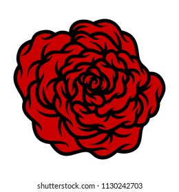 Red rose isolated on white background. Vector illustration.