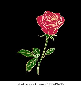 red rose isolated on white background. Vector illustration