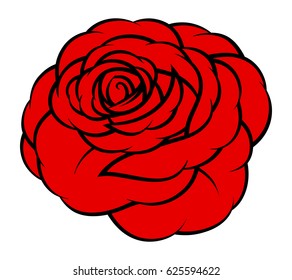 Red rose isolated on white background. Vector illustration.