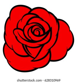 Red rose isolated on white background. Vector illustration.