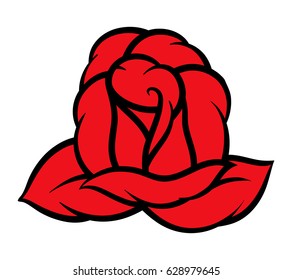 Red rose isolated on white background. Vector illustration.