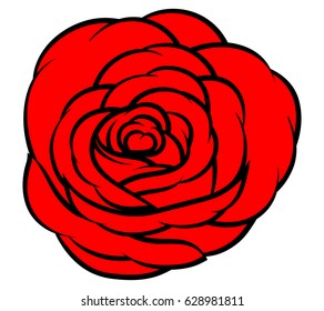 Red rose isolated on white background. Vector illustration.