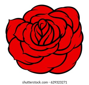 Red rose isolated on white background. Vector illustration.