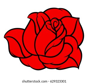 Red rose isolated on white background. Vector illustration.