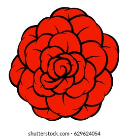 Red rose isolated on white background. Vector illustration.