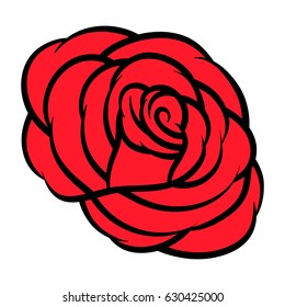 Red rose isolated on white background. Vector illustration.