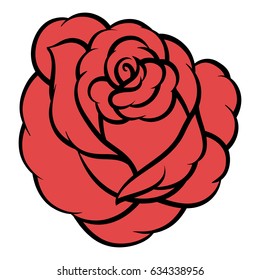 Red rose isolated on white background. Vector illustration.