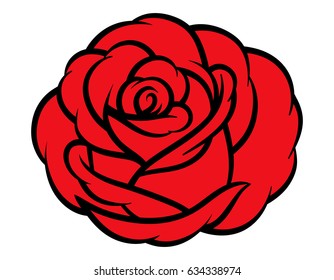 Red rose isolated on white background. Vector illustration.