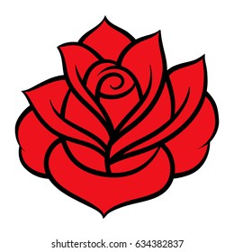 Red rose isolated on white background. Vector illustration.