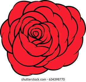 Red rose isolated on white background. Vector illustration.