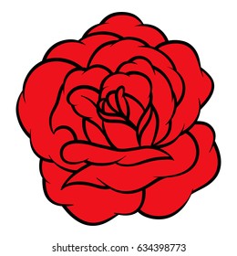Red rose isolated on white background. Vector illustration.