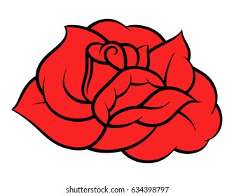 Red rose isolated on white background. Vector illustration.