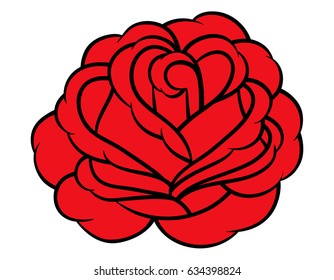 Red rose isolated on white background. Vector illustration.