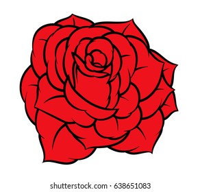 Red rose isolated on white background. Vector illustration.