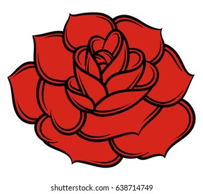 Red rose isolated on white background. Vector illustration.