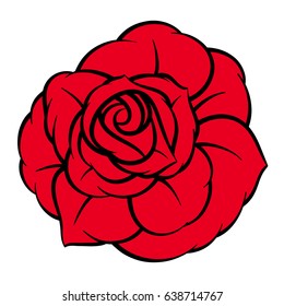 Red rose isolated on white background. Vector illustration.