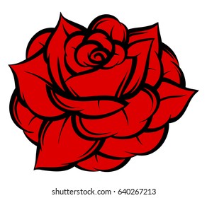 Red rose isolated on white background. Vector illustration.