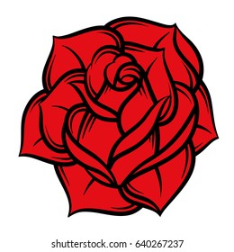 Red rose isolated on white background. Vector illustration.