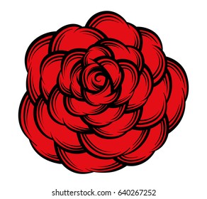 Red rose isolated on white background. Vector illustration.