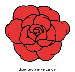Rosa roja aislada sobre fondo blanco. Ilustración vectorial.